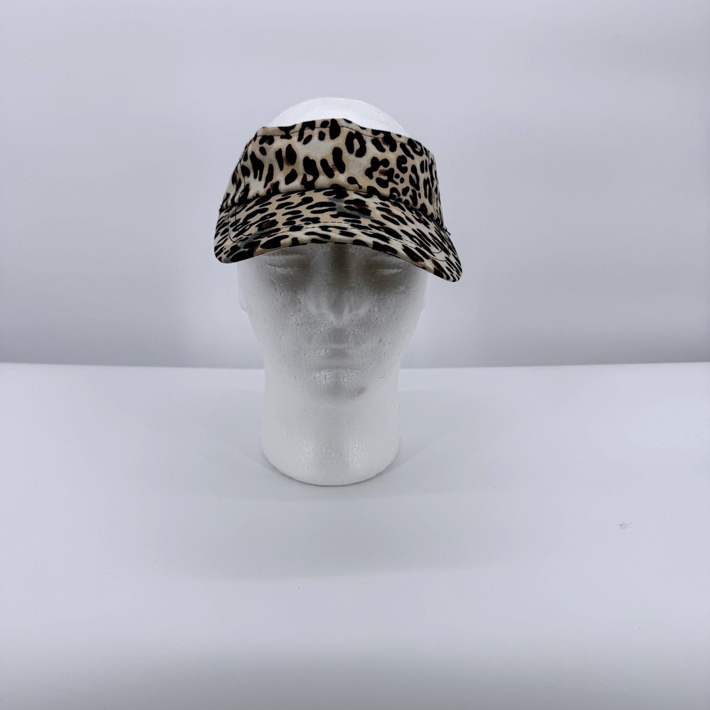Leopard Print Sun Visor Women OS Animal Pattern Adjustable Hook Loop